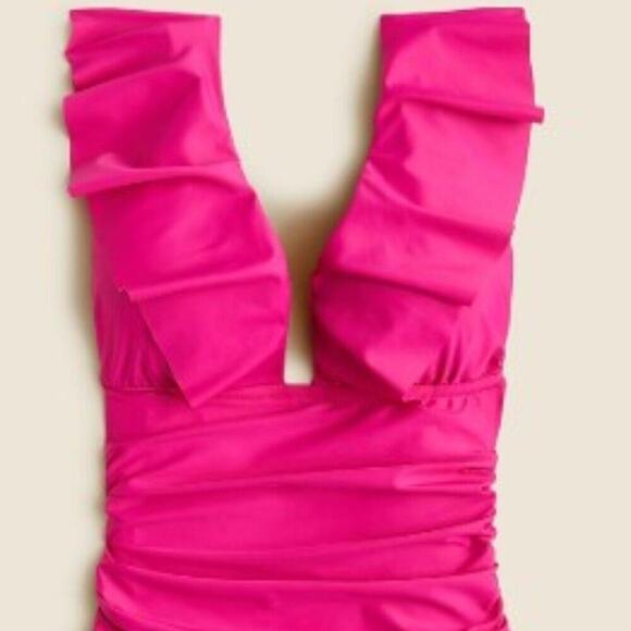 🆕 J Crew Ruffled Pink One-Piece Swimsuit. 14 NWT💥 - Picture 3 of 11